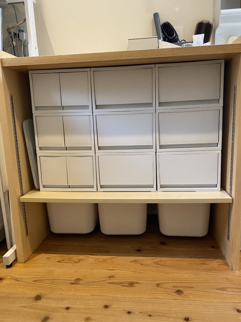 洗面脱衣場　衣類収納ケース　全体像