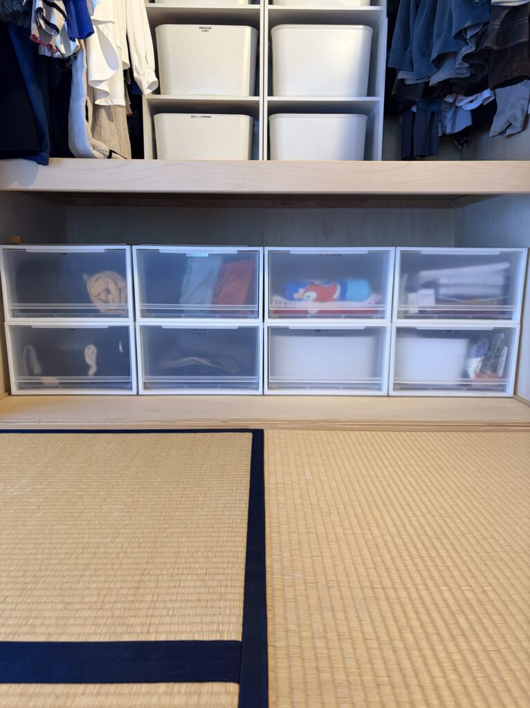 押し入れ収納　下段　収納ケース配置　全体像